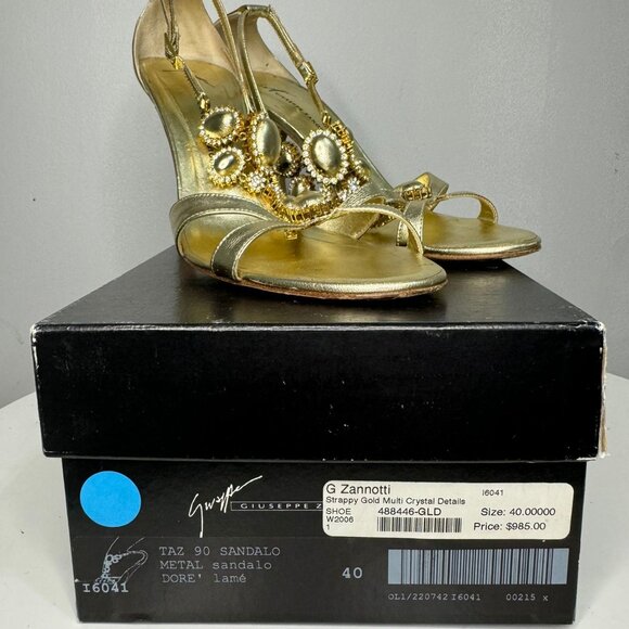 Giuseppe Zanotti Gold Strappy Pumps  Multi-Crystal  Size EU 40 (US 10) - Picture 9 of 9